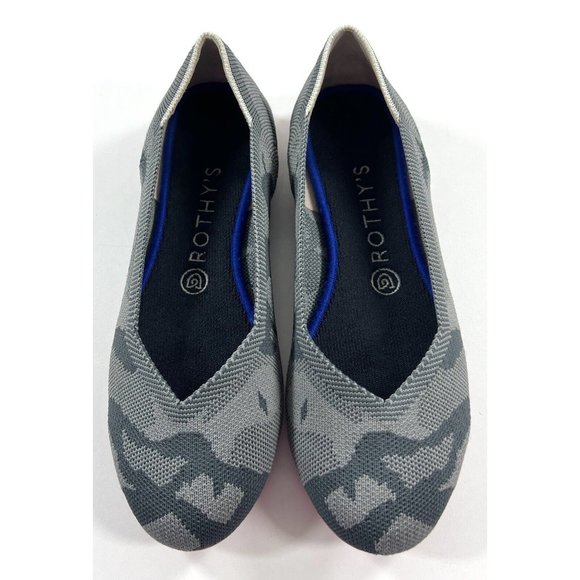 Rothys Ballet Style Flats Womens Size 8.5 Round Toe Shoes Gray Camouflage - Picture 1 of 15